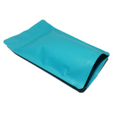 Blue green stand up pouch matte left side profile view