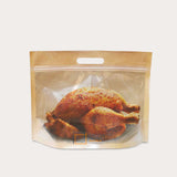 Roast chicken packed in a kraft paper chicken bag