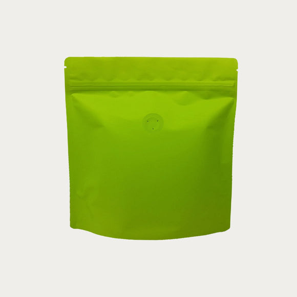 Green matte square shape coffee bag front view