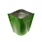 Green stand up pouch glossy open zip lock