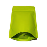 Green coffee bag stand up pouch bottom front view