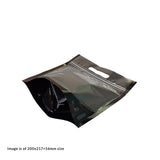 Bottom view of an empty small black chicken bag
