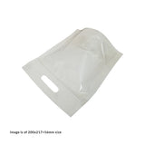 Top view of an empty small transparent chicken bag 