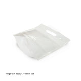 Bottom view of an empty small white chicken bag