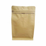 Kraft coffee gusset bag with valve close up view