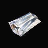 Silver stand up pouch transparent front right_side view