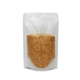 Stand up pouch clear matte packed with nuts