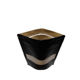 Black kraft stand up pouch window open zip lock