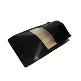 Black kraft stand up pouch window zip lock top view