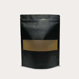 Black kraft stand up pouch window matte