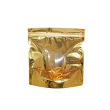 Gold stand up pouch clear glossy square shape empty