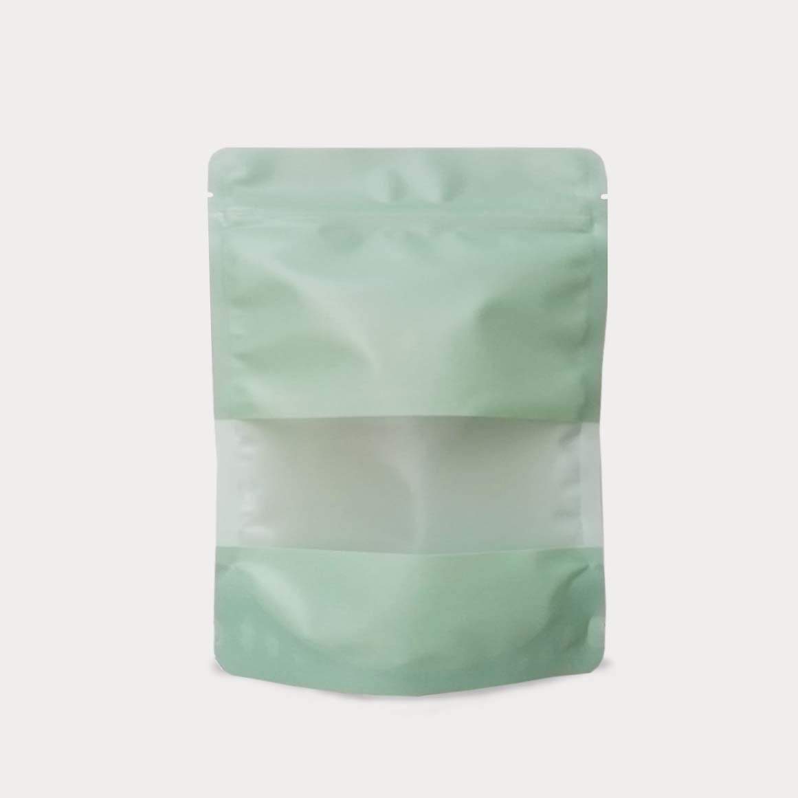 Stand Up Pouch with zip lock window Matte Mint Green