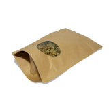 Bottom view of kraft stand up pouch oval window