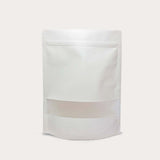 White kraft stand up pouch window matte