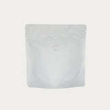 White matte square shape coffee bag front view