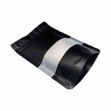 Black stand up pouch window foil left side view