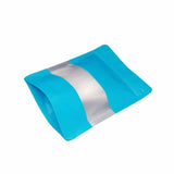 Blue stand up pouch window foil right side view