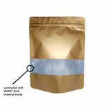 Gold stand up pouch window vmpet layer illustration