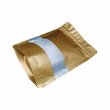 Gold stand up pouch window foil right side view