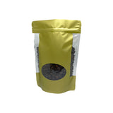 Gold stand up pouch angled view of the pouch