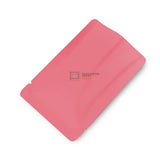 Top view of an open matte pink flat pouch