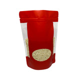 Red stand up pouch angled view of the pouch