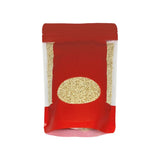 Red stand up pouch view of the bottom pouch