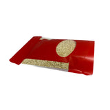 Red stand up pouch flat view of the pouch