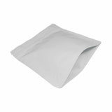 White matte square shape stand up pouch left bottom view