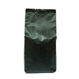 Front view of sealed black gusset bag