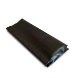 Black gusset bag in flat form showing bag opening