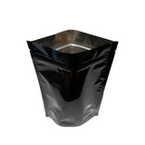 Black stand up pouch glossy open zip lock 