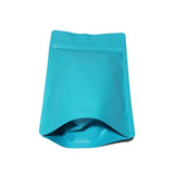 Blue green coffee bag stand up pouch bottom front view