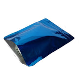 Blue stand up pouch glossy right side view