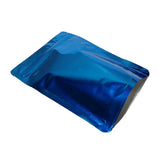 Blue stand up pouch glossy left side view