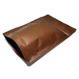 Brown coffee bag stand up pouch right side profile view