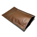 Brown stand up pouch aluminum left side profile view