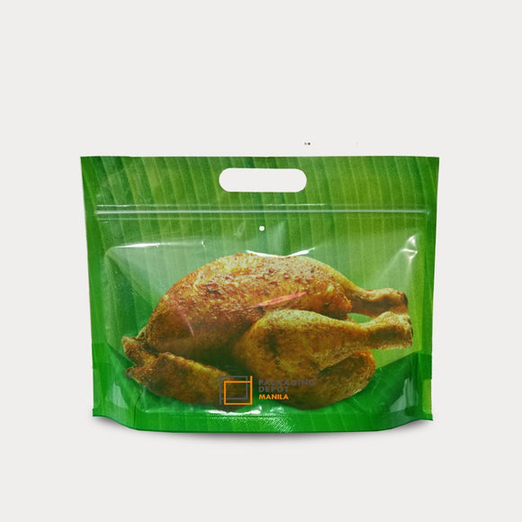 Roast chicken packed in leaf inspired chicken bag