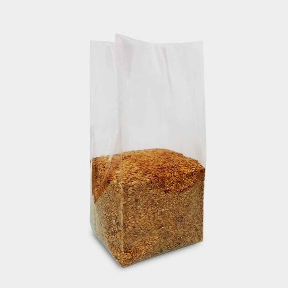 Transparent gusset bag filled nuts