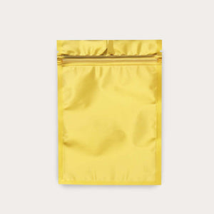 Gold flat pouch with transparent front