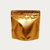 Gold matte square shape coffee bag front view