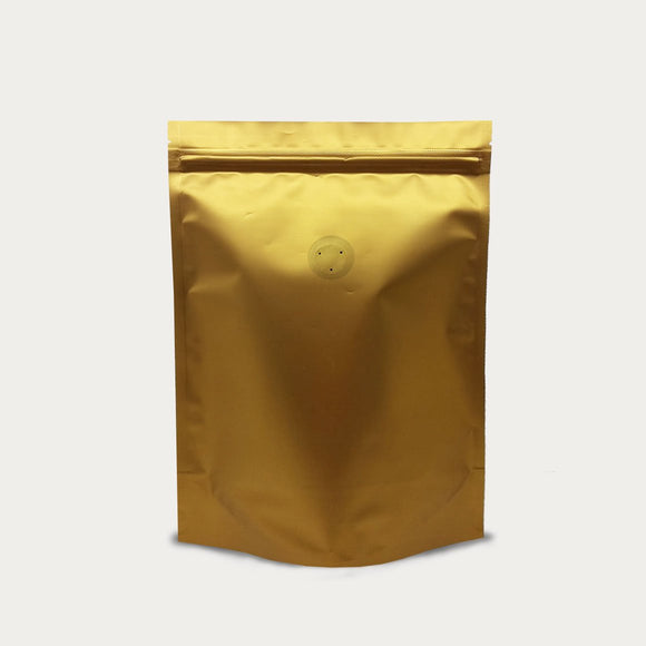 Gold coffee bag stand up pouch with zip lock