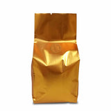 Gold coffee gusset bag side seal front view