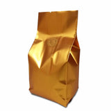 Gold coffee gusset bag tightly sealed