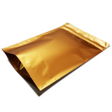 Gold stand up pouch matte right side profile view