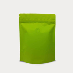 Green coffee bag stand up pouch with zip lock