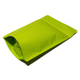 Green coffee bag stand up pouch right side profile view