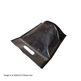 Top view of an empty small black chicken bag
