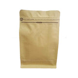 Front view of a kraft paper gusset bag with zip lock 