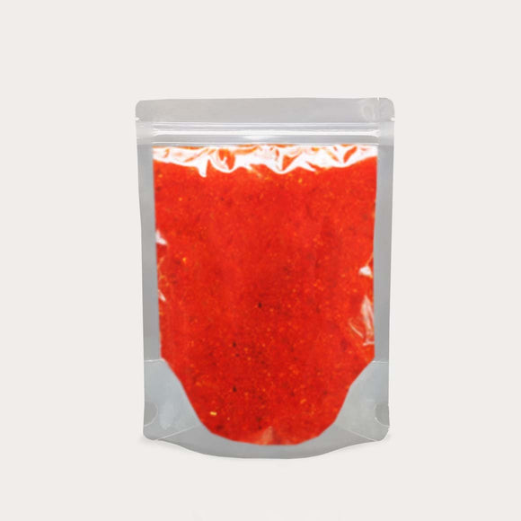 Liquid pouch clear plain with red sauce